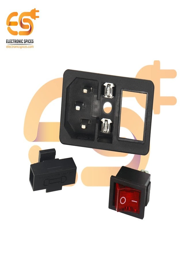 إلكترونيك سبايسس محول طاقة إلكتروني C14 AC 250 فولت 10 أمبير، يُركب على اللوحة، مزود بمقبس طاقة ثلاثي الأطراف مع مؤشر أحمر ومفتاح تشغيل/إيقاف وفتحة للفيوز. - Image 3